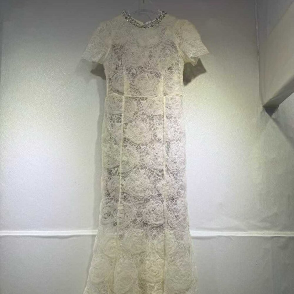 Zimmerman Cream Lace Midi Dress
